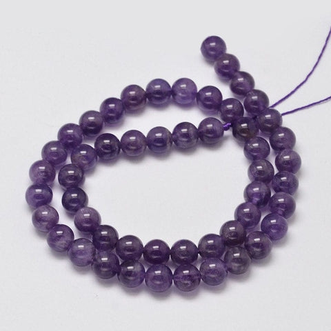 BeadsBalzar Beads & Crafts (BG5218) Natural Amethyst Round Bead Strands 8mm