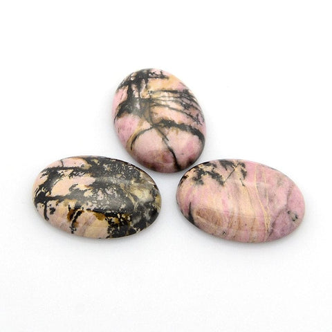 BeadsBalzar Beads & Crafts (BG5258) Natural Gemstone Cabochons, Oval, Rhodonite 25MM