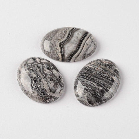 BeadsBalzar Beads & Crafts (BG5259) Natural Crazy Agate Oval Cabochons, Natural Agate 40MM