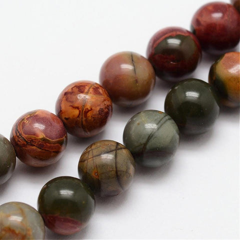 BeadsBalzar Beads & Crafts (BG5280) Natural Picasso Stone Bead Strands, Round, 8MM