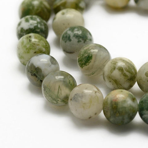 BeadsBalzar Beads & Crafts (BG5284) Natural Tree Agate Beads Strands, Round 8MM