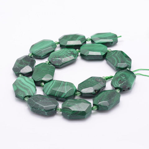 BeadsBalzar Beads & Crafts (BG5308) Natural Malachite Beads Strands, Faceted Rectangle, 23MM