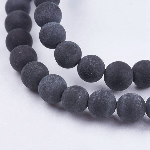 BeadsBalzar Beads & Crafts (BG5380B) Natural Black Stone Bead Strands, Round, Black 8mm