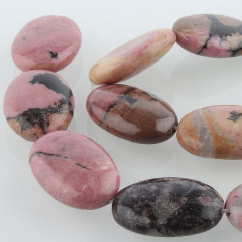 BeadsBalzar Beads & Crafts (BG5383) Natural Gemstone Rhodonite Oval Bead Strands 25MM