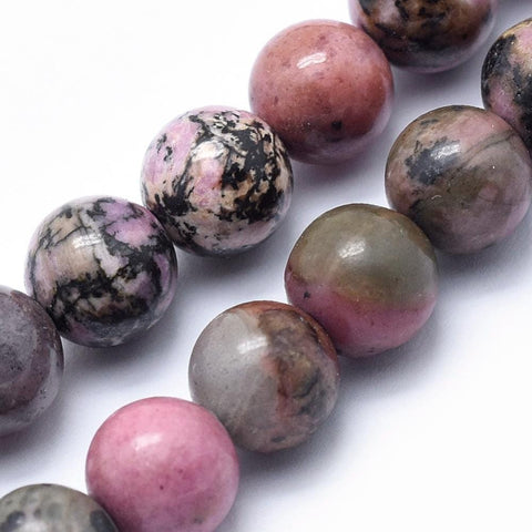 BeadsBalzar Beads & Crafts (BG5384) Natural Rhodonite Beads Strands, Round, 8MM