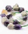 BeadsBalzar Beads & Crafts (BG6644A)Natural Raw Amethyst & Prehnite Beads Strands, Nuggets Size: about 10~28mm wide, 16~32mm long, 7~21mm thick