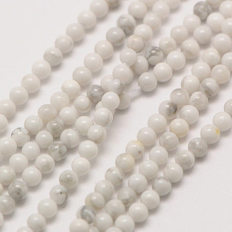 BeadsBalzar Beads & Crafts (BG7175A) Natural Howlite Round Bead Strand 3mm