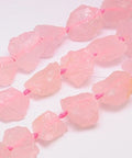BeadsBalzar Beads & Crafts (BG7243-07D) Natural Rose Quartz Nuggets, Pink 18~35mm long (11~16pcs/strand)
