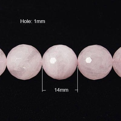 BeadsBalzar Beads & Crafts (BG7545A) Natural Rose Quartz Beads Strands, Faceted, Round 14mm