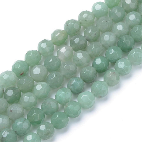 BeadsBalzar Beads & Crafts (BG7791-4) Natural Green Aventurine Bead Strands, Faceted Round 4mm