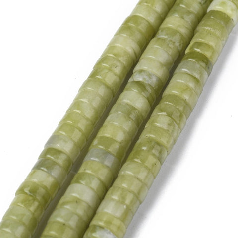 BeadsBalzar Beads & Crafts (BG7809-B) Natural Xinyi Jade Chinese Southern Jade Beads, Heishi Beads, 4x2mm