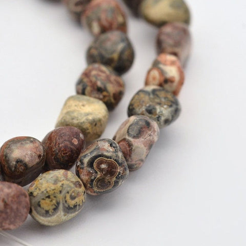 BeadsBalzar Beads & Crafts (BG7810-56) Natural Leopard Skin Jasper Bead Strands, Nuggets, 5~7mm