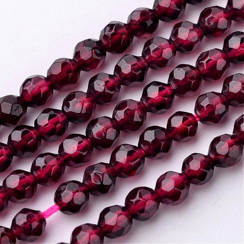 BeadsBalzar Beads & Crafts (BG7839-A) Natural Garnet Bead Strands, Grade AB, Round, Faceted 3~3.5mm
