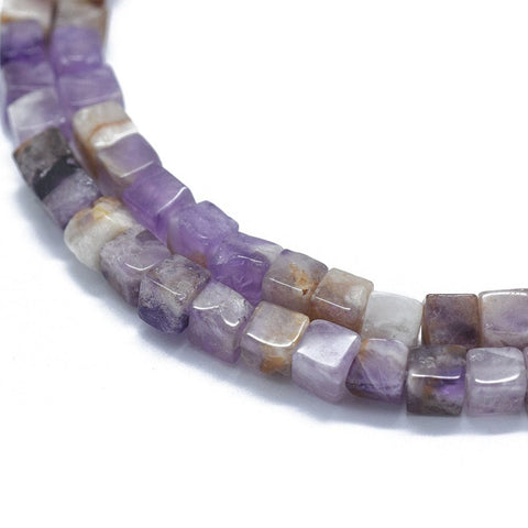 BeadsBalzar Beads & Crafts (BG7897-C18) Natural Amethyst Beads Strands, Cube 3~4.5mm