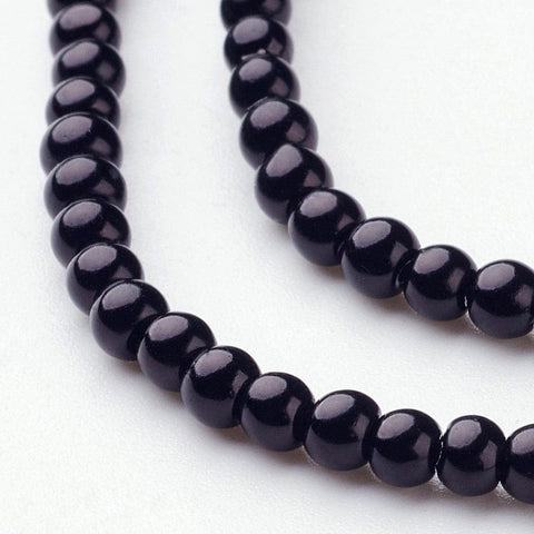 BeadsBalzar Beads & Crafts BLACK (BE7814-B20) (BE7814-X) Glass Pearl Beads Strands, Pearlized, Round, 3mm
