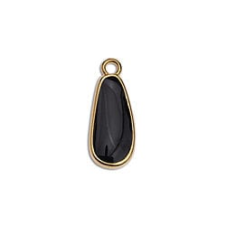 BeadsBalzar Beads & Crafts BLACK (GQ6395E-20PC) GQ6395-X-20PC) Flat drop piece small 18mm (20 PCS)