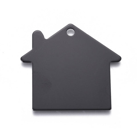 BeadsBalzar Beads & Crafts BLACK (LEAT8012-X) LASER ENGRAVED CUSTOM ALUMINIUM HOUSE 38x35mm (1 PC)