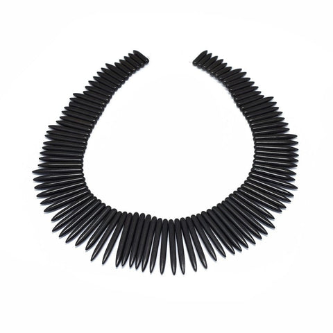 BeadsBalzar Beads & Crafts BLACK (TB8025-10D) (TB8025-X) Synthetic Turquoise Graduated Spike Beads 20~49mm (1 STR)