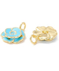 BeadsBalzar Beads & Crafts BLUE (FL8715-02) (FL8715-X) Brass Pendants, with Enamel Flower, 17x15mm (2 PCS)