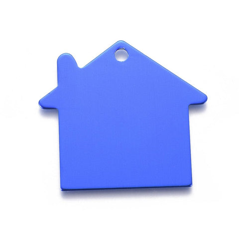 BeadsBalzar Beads & Crafts BLUE (LEAT8012-X) LASER ENGRAVED CUSTOM ALUMINIUM HOUSE 38x35mm (1 PC)