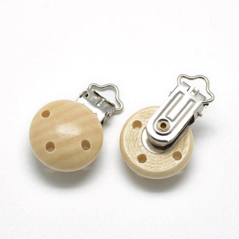 BeadsBalzar Beads & Crafts (BP6772-05) NAVAJO WHITE (BP6772X) Dyed Wood Baby Pacifier Holder Clips, 48x29mm wide (2 PCS)
