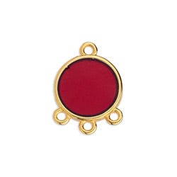 BeadsBalzar Beads & Crafts BURGUNDY / 24.KT PL. (GQC8454-G560) (GQC8454-X) Ally Ring 14mm pendant with 3 rings (2 PCS)