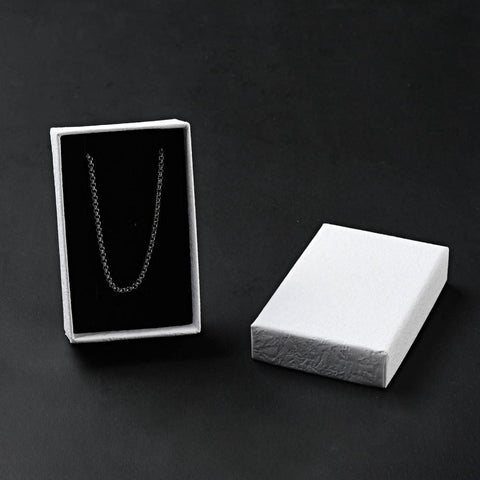 BeadsBalzar Beads & Crafts (BX8509-A) Texture Paper Necklace Gift Boxes, Rectangle, White 8X5X2.7cm (2 PCS)
