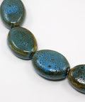 BeadsBalzar Beads & Crafts (CB3905) Antique Glazed Porcelain Ceramic , Flat Oval, SteelBlue 23x32mm (2 PCS)