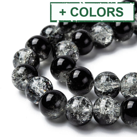 BeadsBalzar Beads & Crafts (CB7260-08) Spray Painted Crackle Glass Beads , Round, Two Tone FireBrick 8mm