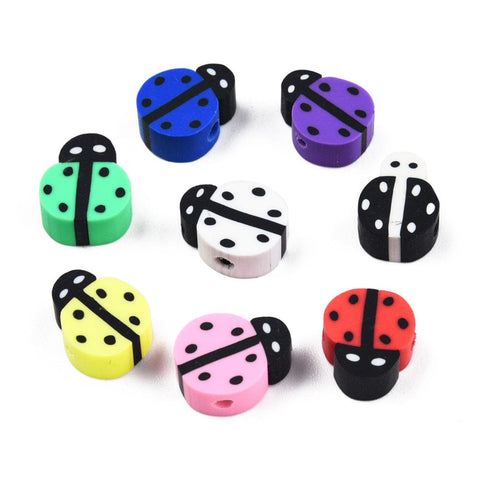 BeadsBalzar Beads & Crafts (CB8694-M) Randomly mixed Handmade Polymer Clay Beads, Ladybug, 10~12mm (20 PCS)