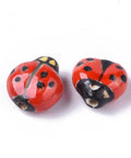 BeadsBalzar Beads & Crafts (CB8696-06) Handmade Porcelain Beads, Famille Rose Style, Ladybug, Red 15-17mm (2 PCS)