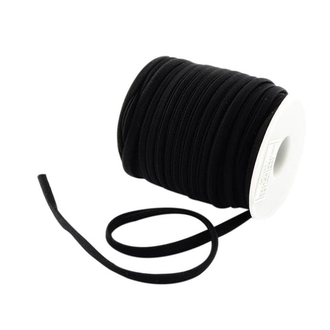 BeadsBalzar Beads & Crafts (CD1274A) Soft Nylon Cord, Flat, Black 5mm  20m/roll