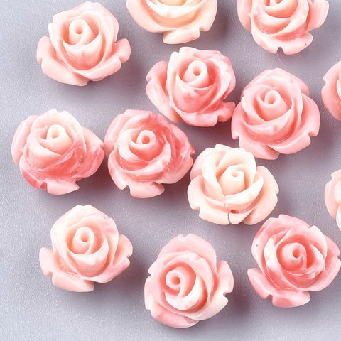 BeadsBalzar Beads & Crafts (CF7465-B) LIGHT CORAL (CF7465-X) Synthetic Coral Beads, Dyed, Flower, 10mm (6 PCS)