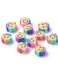 BeadsBalzar Beads & Crafts (CF7481-15) Handmade Polymer Clay Beads, Flower with Smile Face, Colorful 9~10.5mm (20 pcs)