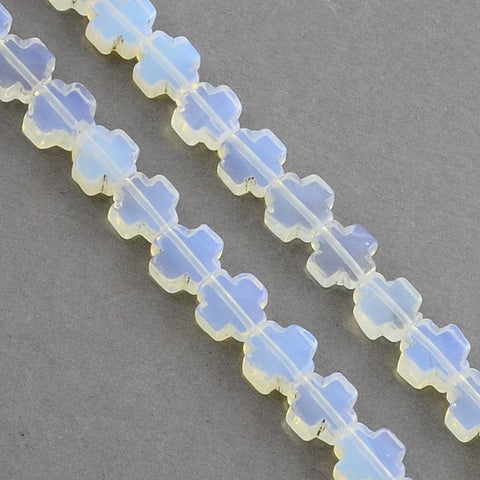 BeadsBalzar Beads & Crafts (CG6837A) Opalite, Greek Cross, Azure Size: about 8mm (5 PCS)