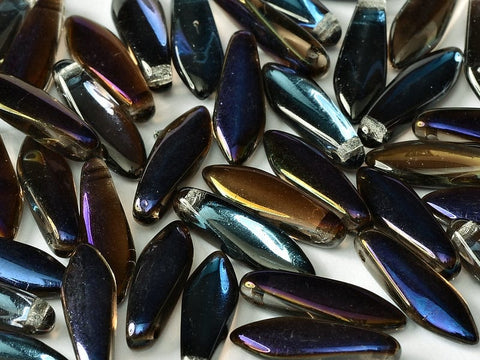 BeadsBalzar Beads & Crafts (CGD-00030-22201) CZECH GLASS DAGGERS 5 X 16 MM CRYSTAL AZURO (25 PCS)