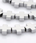 BeadsBalzar Beads & Crafts (CH2098) HEMATITE CROSS 10MM SILVER  (10 PCS)