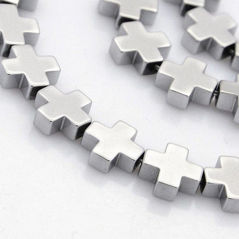 BeadsBalzar Beads & Crafts (CH7012A) Synthetic Hematite Cross  Platinum Plated, 10x10mm (10 PCS)