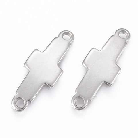 BeadsBalzar Beads & Crafts (CL5236) 304 Stainless Steel Links, Cross, about 36.5mm  (2 PCS)