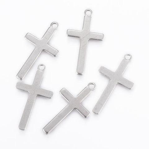 BeadsBalzar Beads & Crafts (CR7175A) 304 Stainless Steel Pendants, Cross, 23mmx12mm (20 PCS)