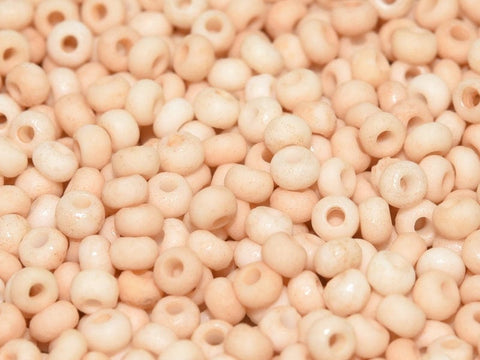 BeadsBalzar Beads & Crafts (CSB6-03050-14413E) CZECH SEED BEADS 6/0 CHALK WHITE ETCHED CHAMPAGNE LUSTER (25 GMS)