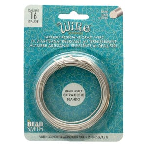 BeadsBalzar Beads & Crafts (CW16R-SL-15) TARN RESIST SOFT TMPR 16G ROUND-SILVER CLR-(15FT/SPL)