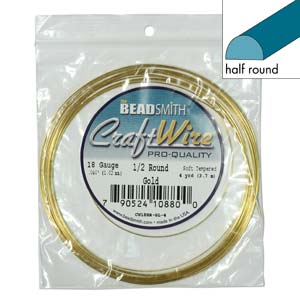 BeadsBalzar Beads & Crafts (CW18HR-GL-4) COPPER CRAFT WIRE 18GA HALF ROUND 4YD SPL GOLD
