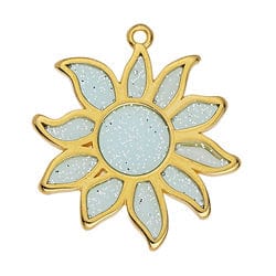 BeadsBalzar Beads & Crafts CYAN (GQF8710-GC) (GQF8710-X) Alloy Flower motif vitraux pendant 28x29mm (1 PC)
