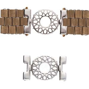 BeadsBalzar Beads & Crafts (CYM-TL-012511-SP) CYMBAL DETIS-TILA BEAD CONNECTOR ANT. SILVER PLATE (2 PCS)