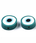 BeadsBalzar Beads & Crafts DARK CYAN (CE7884-07A) (CE7884-X) Handmade Polymer Clay Beads,  Evil Eye,10.5~12.5mm (40 PCS)