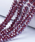 BeadsBalzar Beads & Crafts DARK RED (BE7790-A13) (BE7790-X) Electroplate Glass Beads, Pearl Luster Plated, Faceted, Rondelle, 4x3mm (1 STR)