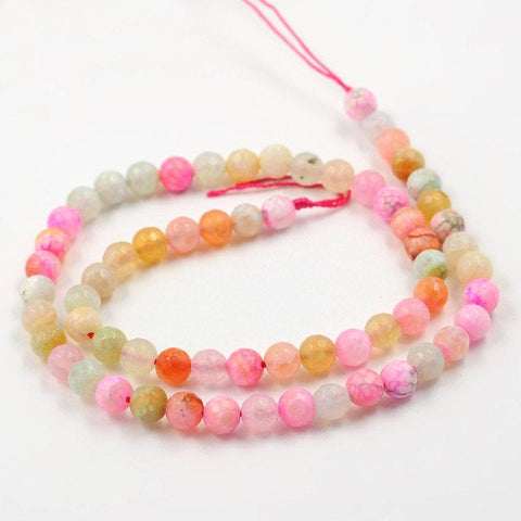 BeadsBalzar Beads & Crafts Dyed Natural Fire Agate Faceted Round Bead Strands, Colorful 6MM (BG5009)