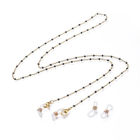 BeadsBalzar Beads & Crafts (EG7734-43) 304 Stainless Steel Eyeglasses Chains, Black, Golden(76.5cm)