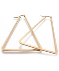 BeadsBalzar Beads & Crafts (EH6636A) 304 Stainless Steel Hoop Earrings, Triangle, Golden Size: about 58mm wide, 67~68mm long